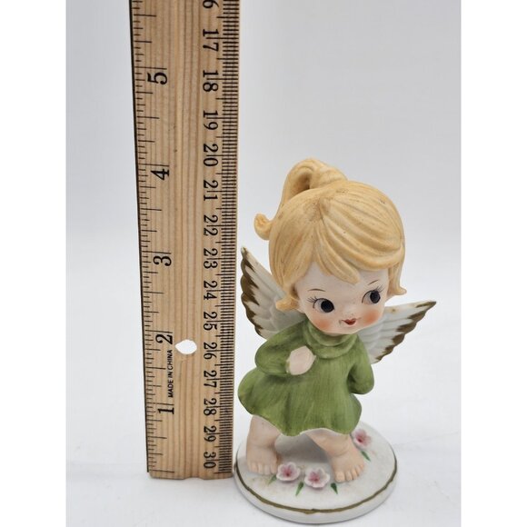 Vintage Kelvins Girl Angel With Flowers Figurine Kitschy B-883 - Picture 10 of 10